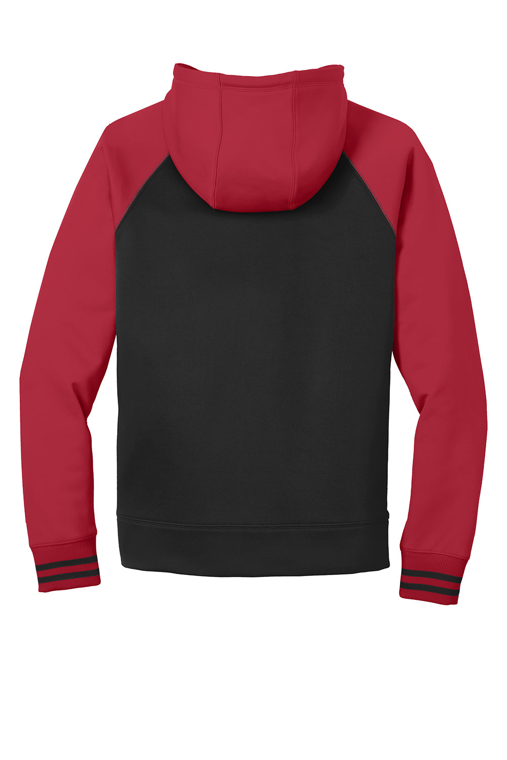 Sport-Tek ST236 Mens Sport-Wick Moisture Wicking Fleece Hooded Sweatshirt Hoodie Black/Deep Red Flat Back