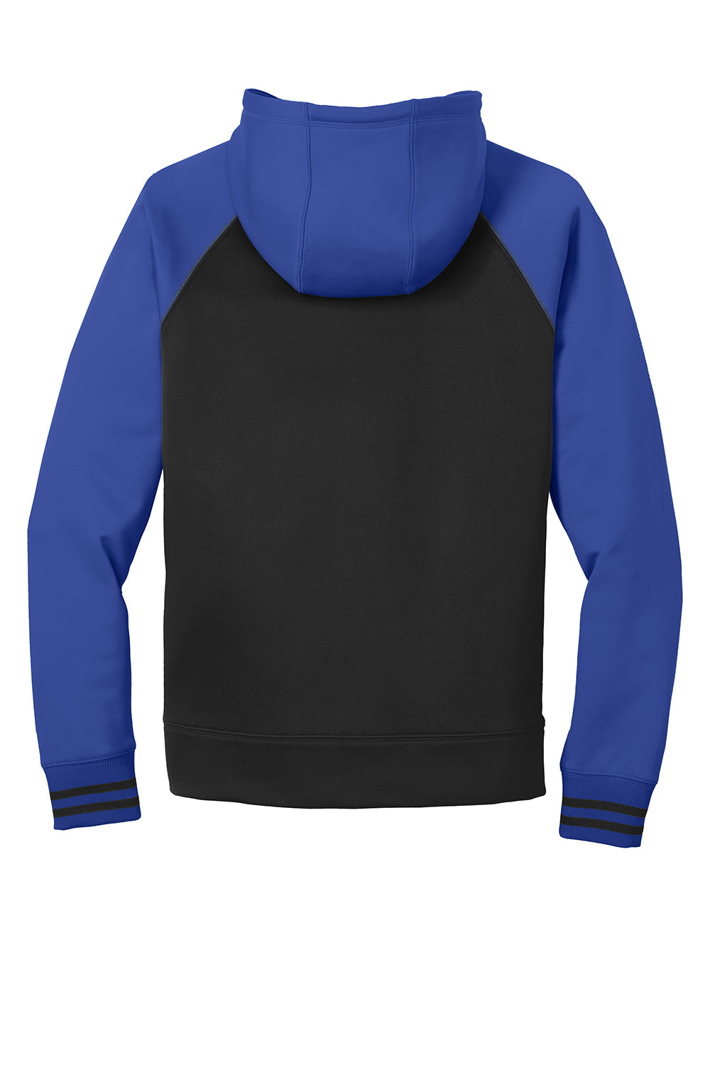 Sport-Tek ST236 Mens Sport-Wick Moisture Wicking Fleece Hooded Sweatshirt Hoodie Black/True Royal Blue Flat Back