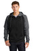 Sport-Tek ST236 Mens Sport-Wick Moisture Wicking Fleece Hooded Sweatshirt Hoodie Black/Dark Smoke Grey Model Front