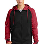 Sport-Tek Mens Sport-Wick Moisture Wicking Fleece Hooded Sweatshirt Hoodie - Black/Deep Red