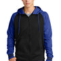 Sport-Tek Mens Sport-Wick Moisture Wicking Fleece Hooded Sweatshirt Hoodie - Black/True Royal Blue