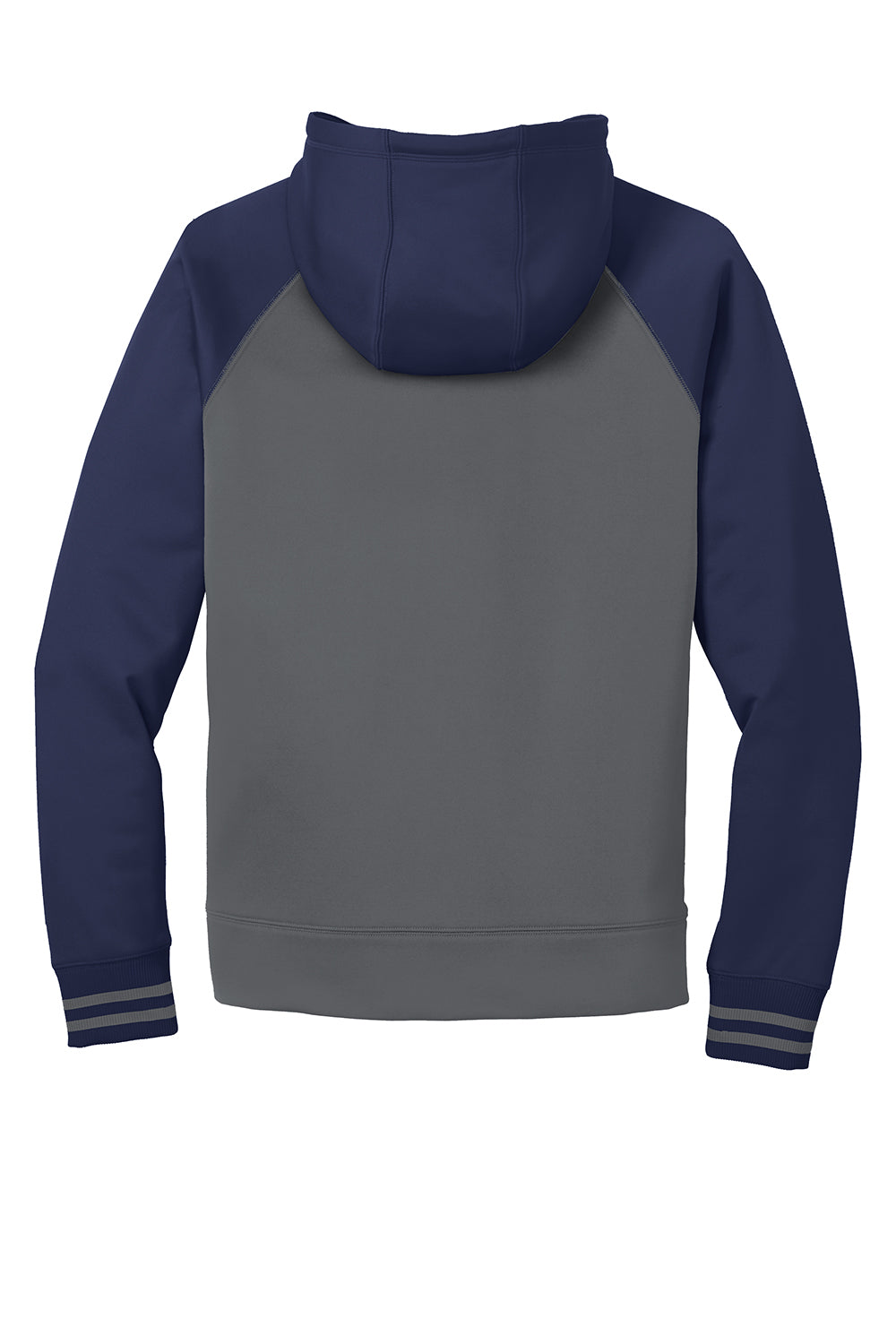 Sport-Tek ST236 Mens Sport-Wick Moisture Wicking Fleece Hooded Sweatshirt Hoodie Dark Smoke Grey/Navy Blue Flat Back