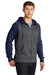 Sport-Tek ST236 Mens Sport-Wick Moisture Wicking Fleece Hooded Sweatshirt Hoodie Dark Smoke Grey/Navy Blue Model 3q