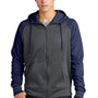 Sport-Tek Mens Sport-Wick Moisture Wicking Fleece Hooded Sweatshirt Hoodie - Dark Smoke Grey/Navy Blue