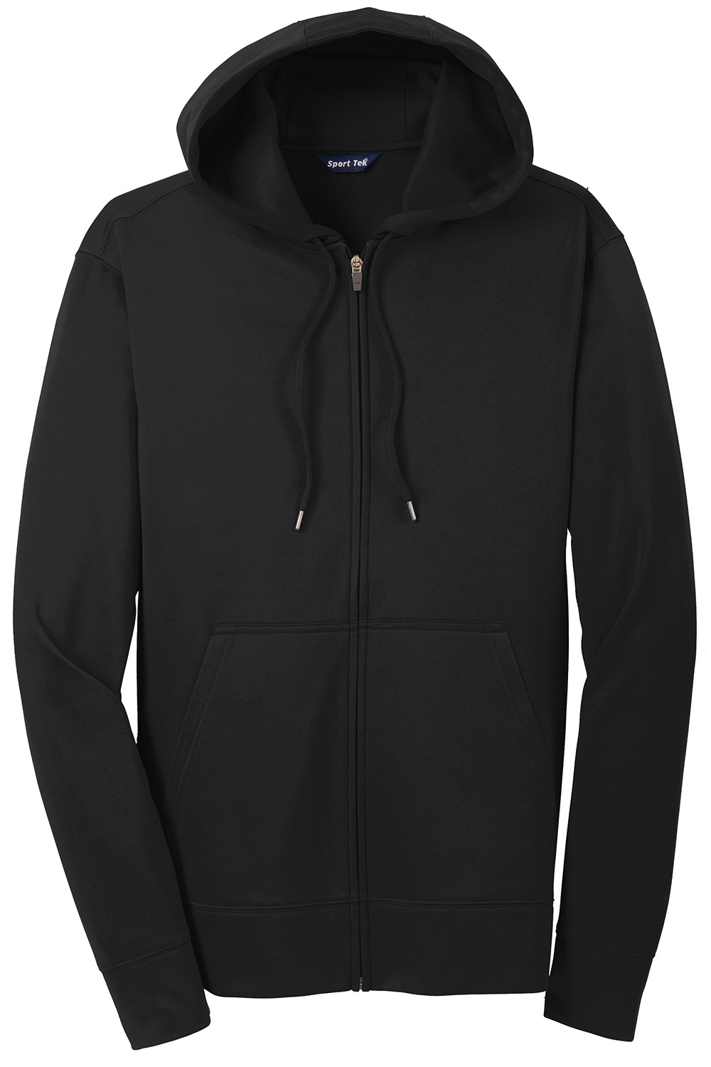 Sport-Tek ST238 Mens Sport-Wick Moisture Wicking Fleece Full Zip Hooded Sweatshirt Hoodie Black Flat Front