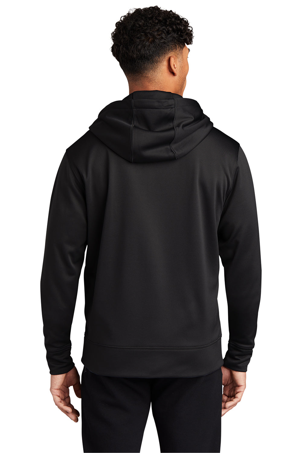 Sport-Tek ST238 Mens Sport-Wick Moisture Wicking Fleece Full Zip Hooded Sweatshirt Hoodie Black Model Back