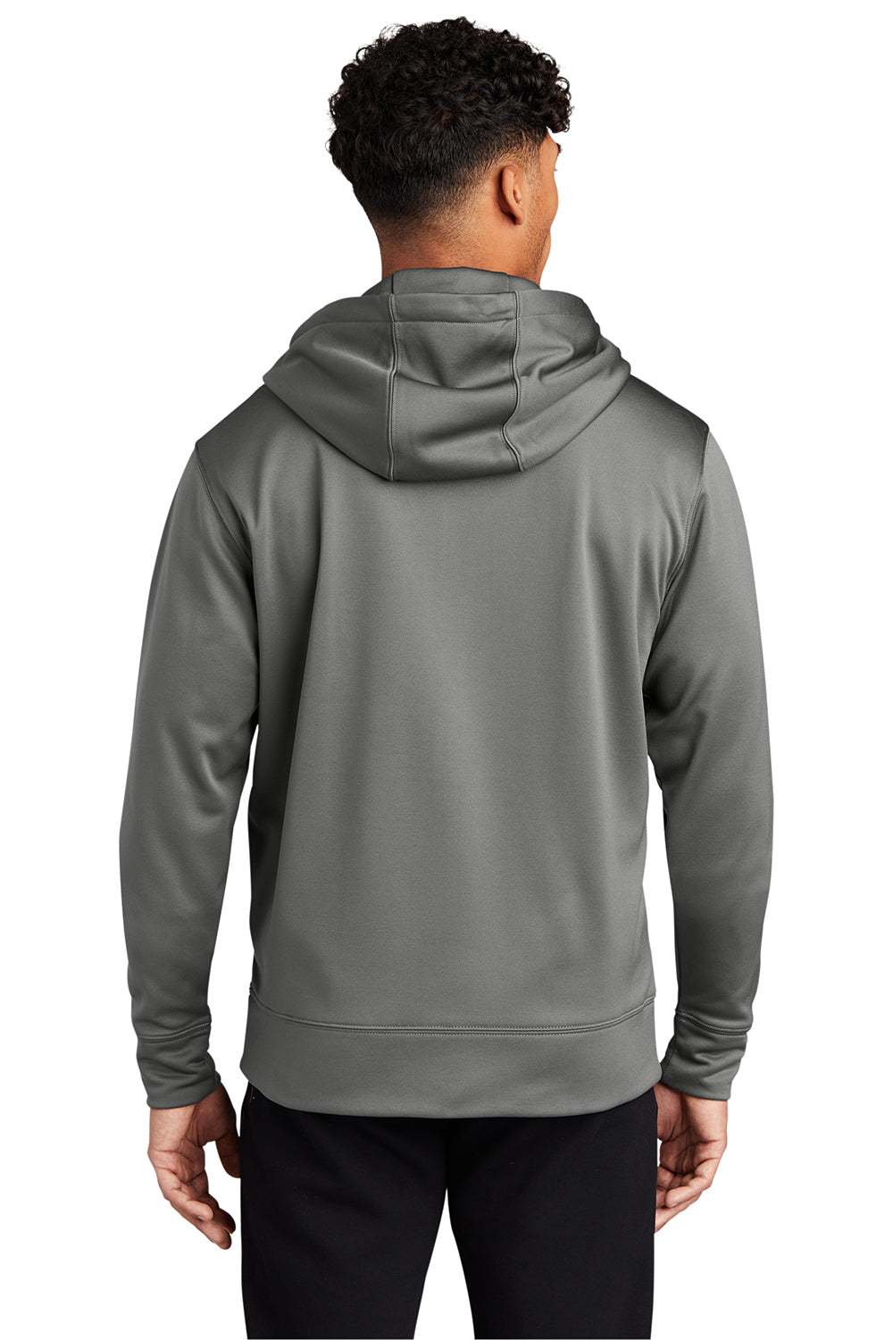 Sport-Tek ST238 Mens Sport-Wick Moisture Wicking Fleece Full Zip Hooded Sweatshirt Hoodie Dark Smoke Grey Model Back