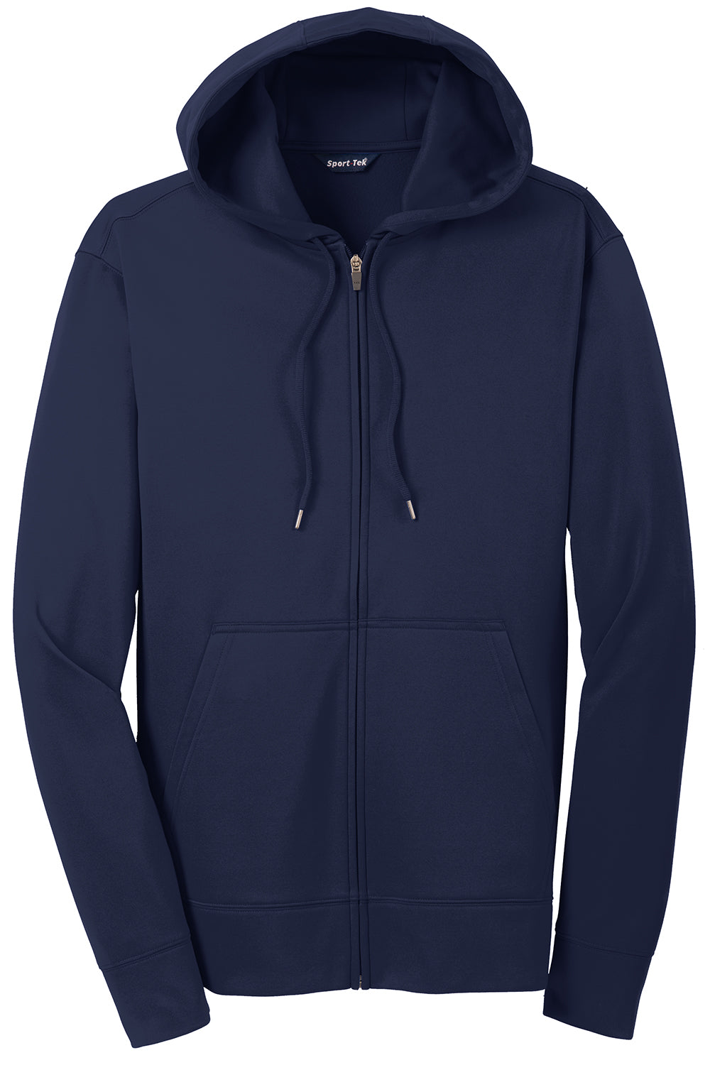 Sport-Tek ST238 Mens Sport-Wick Moisture Wicking Fleece Full Zip Hooded Sweatshirt Hoodie Navy Blue Flat Front