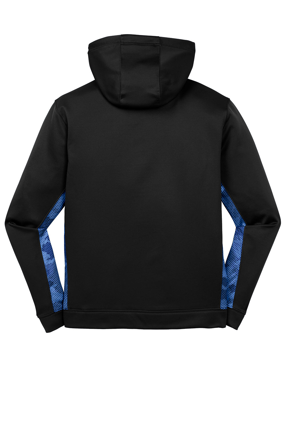 Sport-Tek ST239 Mens Sport-Wick CamoHex Moisture Wicking Fleece Hooded Sweatshirt Hoodie Black/True Royal Blue Flat Back