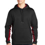 Sport-Tek Mens Sport-Wick CamoHex Moisture Wicking Fleece Hooded Sweatshirt Hoodie - Black/Deep Red