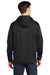 Sport-Tek ST239 Mens Sport-Wick CamoHex Moisture Wicking Fleece Hooded Sweatshirt Hoodie Black/True Royal Blue Model Back