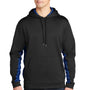 Sport-Tek Mens Sport-Wick CamoHex Moisture Wicking Fleece Hooded Sweatshirt Hoodie - Black/True Royal Blue