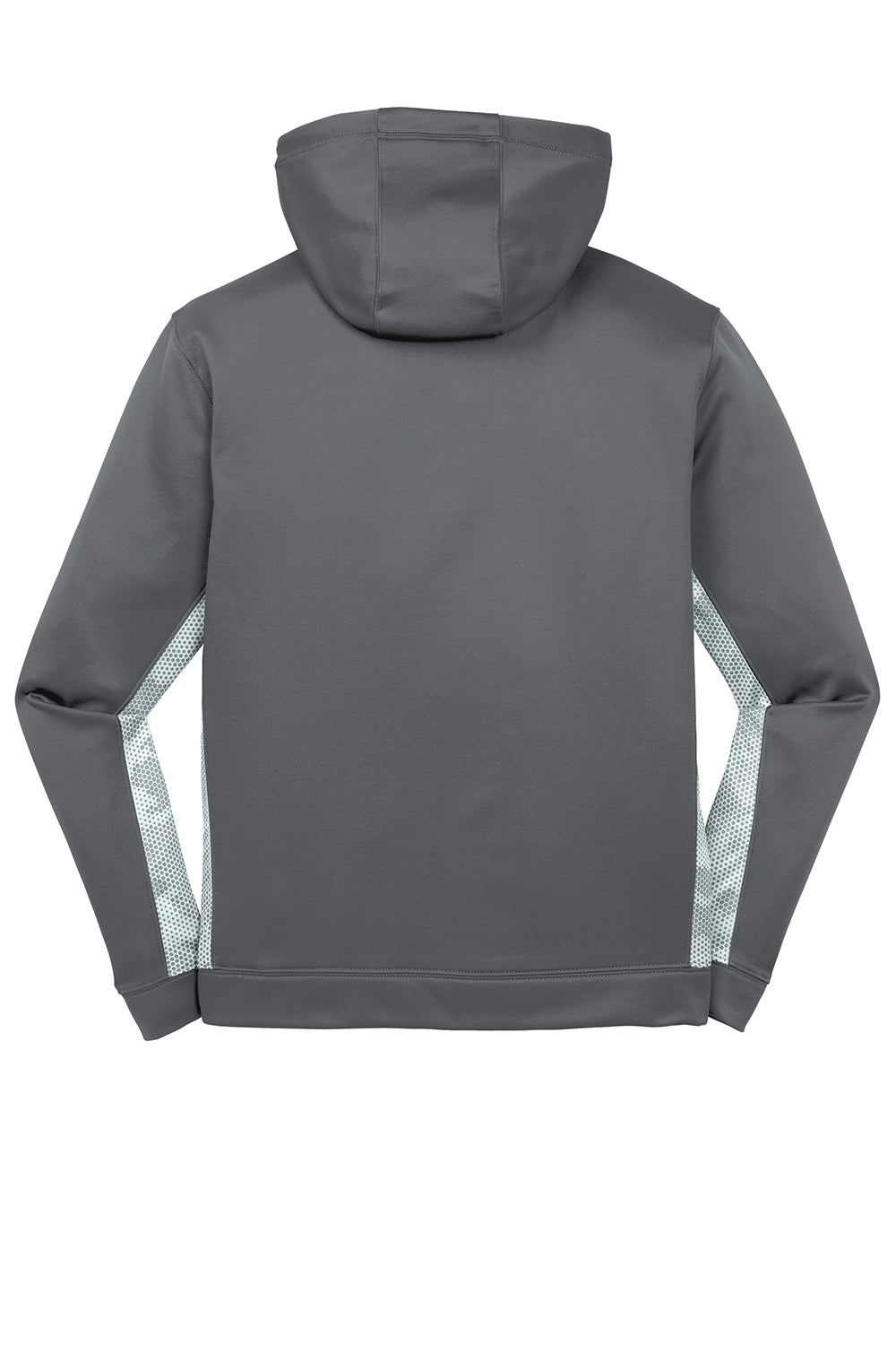 Sport-Tek ST239 Mens Sport-Wick CamoHex Moisture Wicking Fleece Hooded Sweatshirt Hoodie Dark Smoke Grey/White Flat Back