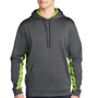 Sport-Tek Mens Sport-Wick CamoHex Moisture Wicking Fleece Hooded Sweatshirt Hoodie - Dark Smoke Grey/Lime Shock Green