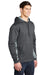 Sport-Tek ST239 Mens Sport-Wick CamoHex Moisture Wicking Fleece Hooded Sweatshirt Hoodie Dark Smoke Grey/White Model 3q