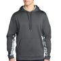 Sport-Tek Mens Sport-Wick CamoHex Moisture Wicking Fleece Hooded Sweatshirt Hoodie - Dark Smoke Grey/White