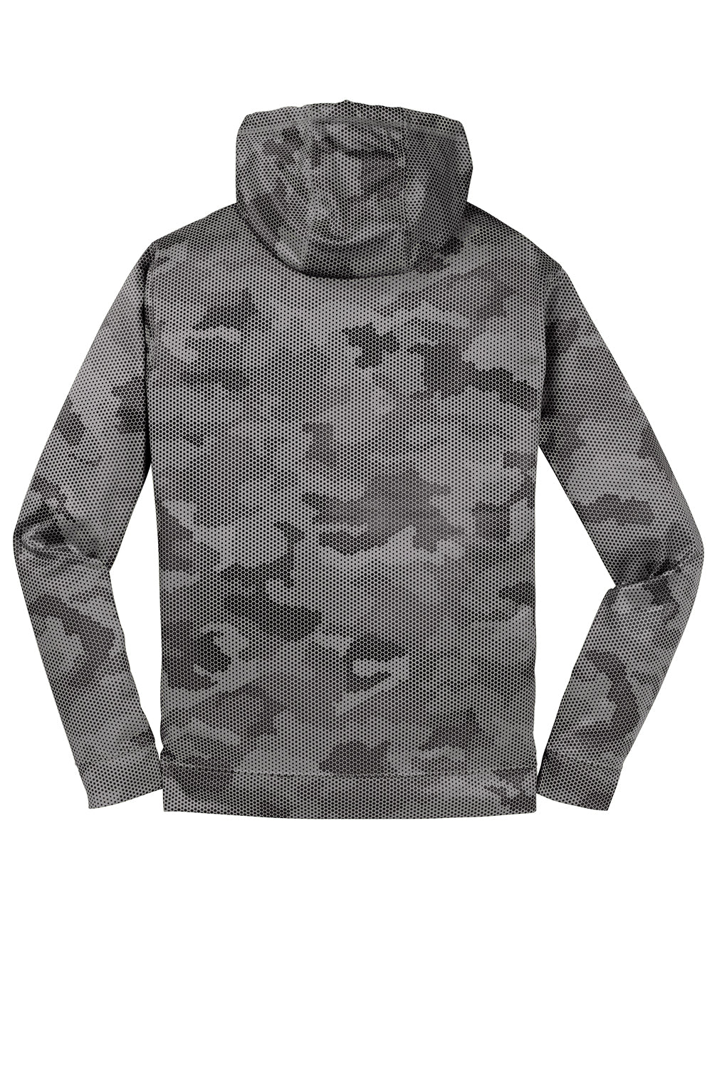 Sport-Tek ST240 Mens Sport-Wick CamoHex Moisture Wicking Fleece Hooded Sweatshirt Hoodie Dark Smoke Grey Flat Back