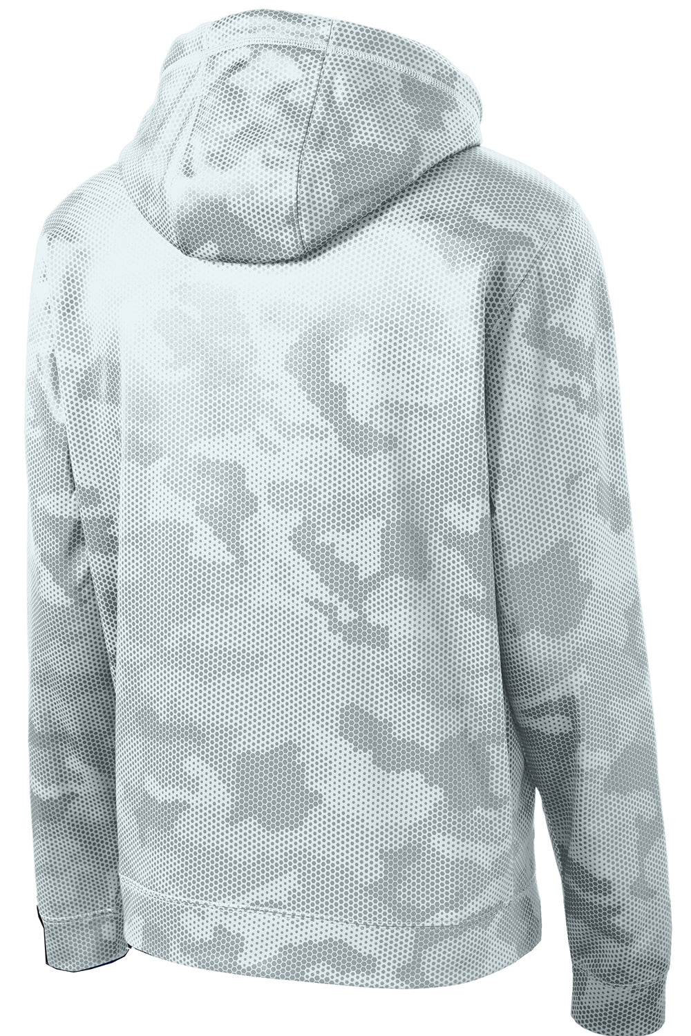 Sport-Tek ST240 Mens Sport-Wick CamoHex Moisture Wicking Fleece Hooded Sweatshirt Hoodie White Flat Back