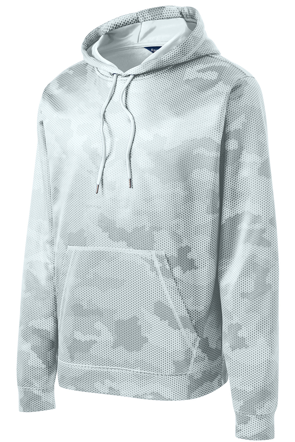 Sport-Tek ST240 Mens Sport-Wick CamoHex Moisture Wicking Fleece Hooded Sweatshirt Hoodie White Flat Front