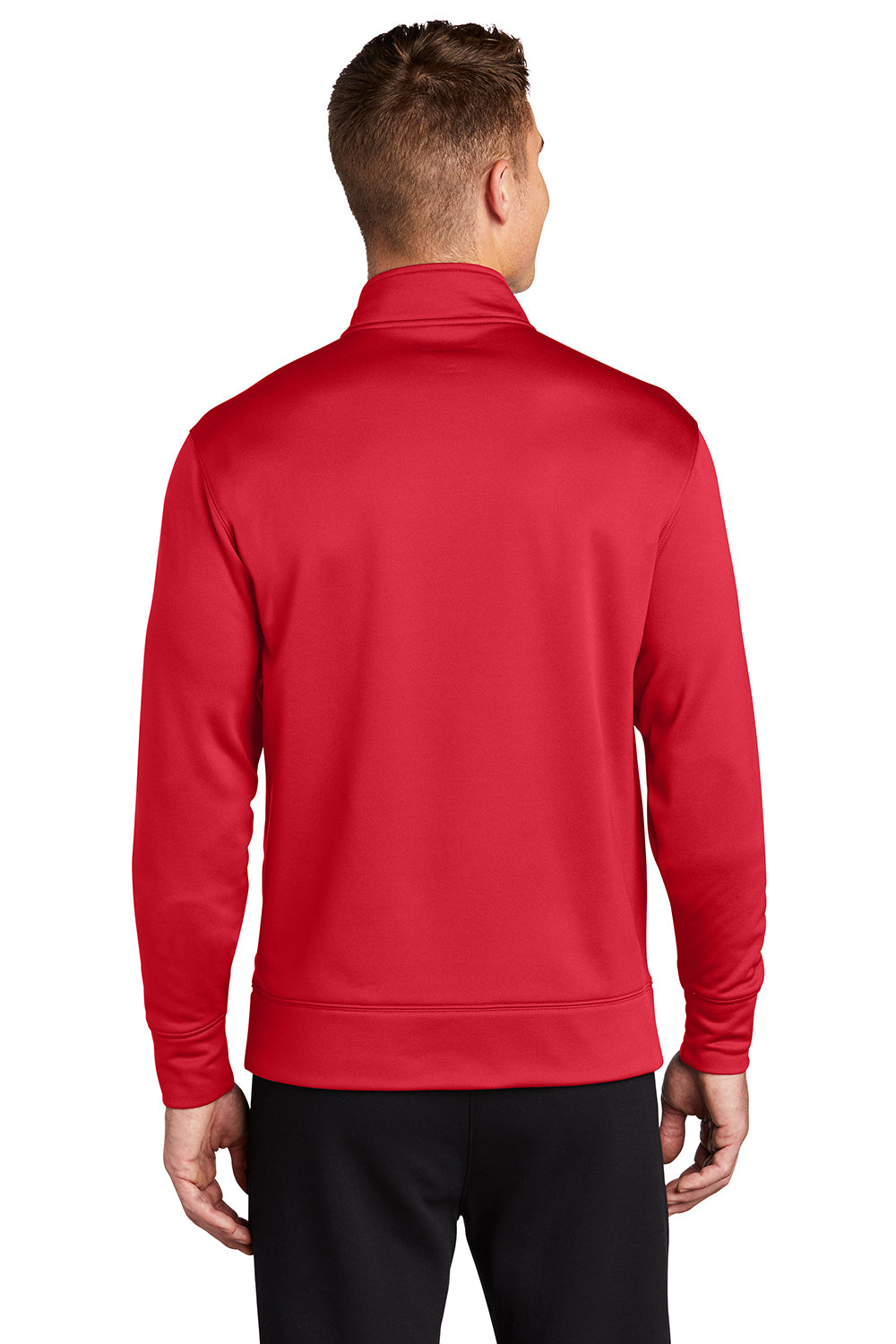 Sport-Tek ST241 Mens Sport-Wick Moisture Wicking Fleece Full Zip Sweatshirt Deep Red Model Back