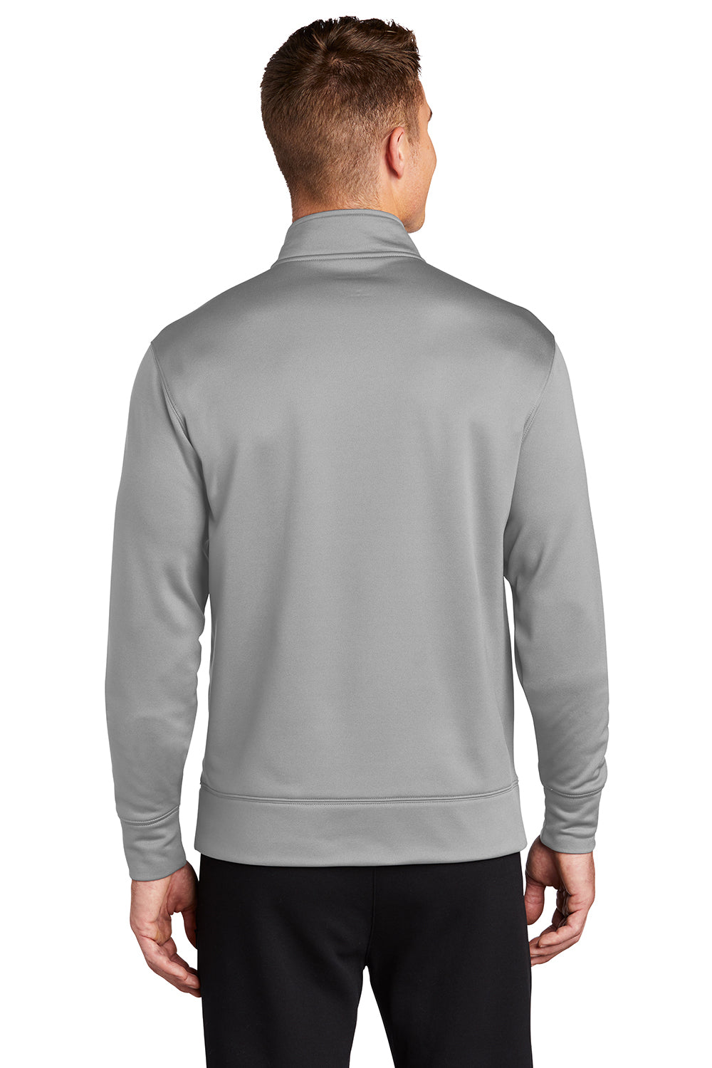 Sport-Tek ST241 Mens Sport-Wick Moisture Wicking Fleece Full Zip Sweatshirt Silver Grey Model Back