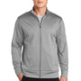 Sport-Tek Mens Sport-Wick Moisture Wicking Fleece Full Zip Sweatshirt - Silver Grey - NEW