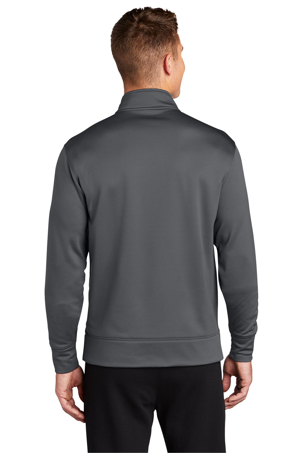 Sport-Tek ST241 Mens Sport-Wick Moisture Wicking Fleece Full Zip Sweatshirt Dark Smoke Grey Model Back