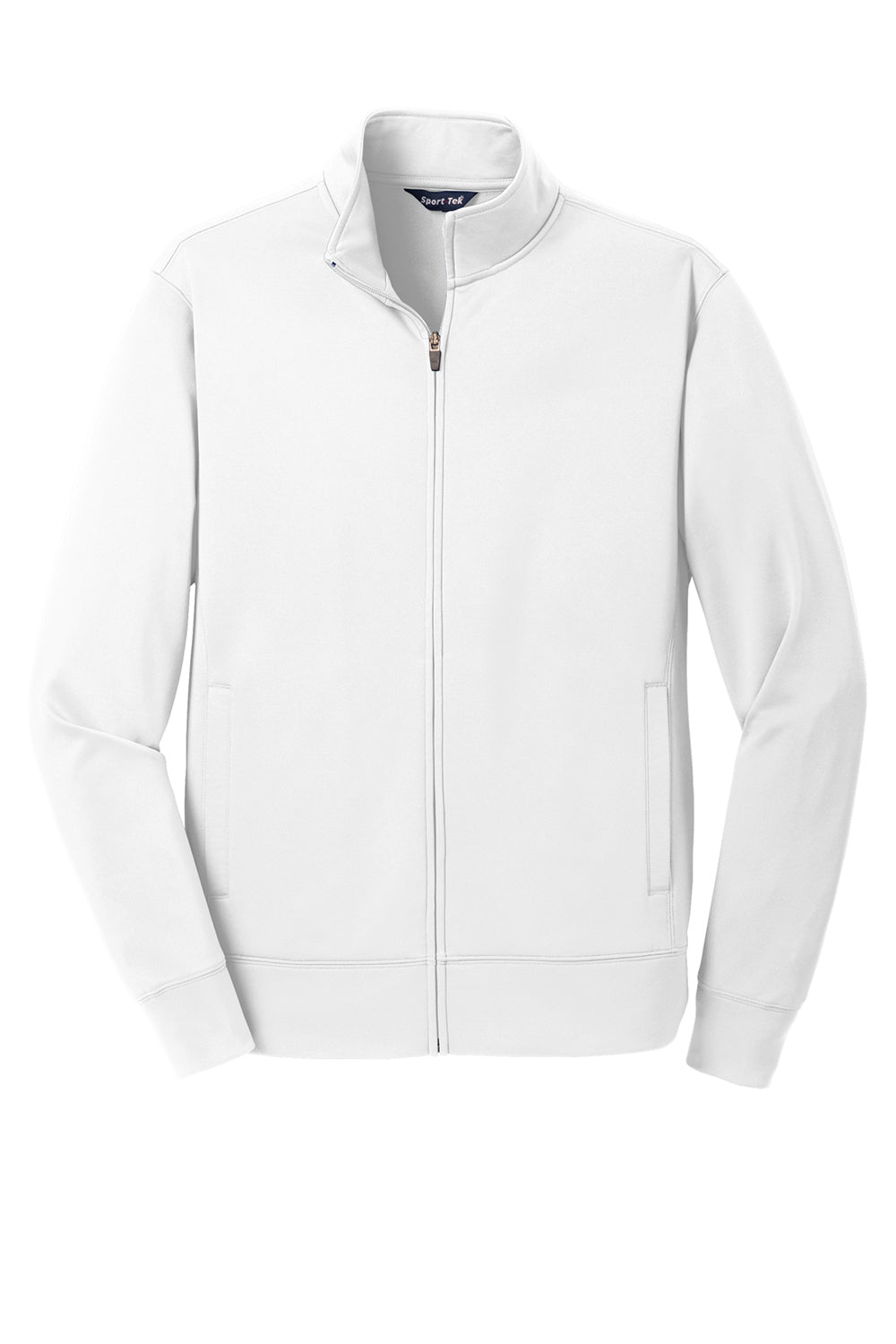 Sport-Tek ST241 Mens Sport-Wick Moisture Wicking Fleece Full Zip Sweatshirt White Flat Front