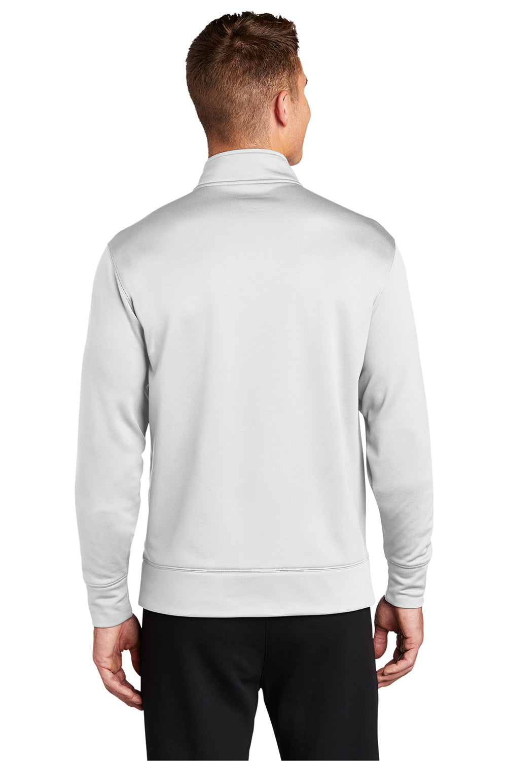 Sport-Tek ST241 Mens Sport-Wick Moisture Wicking Fleece Full Zip Sweatshirt White Model Back