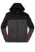 Sport-Tek ST245 Mens Moisture Wicking Full Zip Tech Fleece Hooded Jacket Black/Heather Graphite Grey/True Red Flat Front