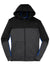 Sport-Tek ST245 Mens Moisture Wicking Full Zip Tech Fleece Hooded Jacket Black/Heather Graphite Grey/True Royal Blue Flat Front