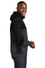 Sport-Tek ST245 Mens Moisture Wicking Full Zip Tech Fleece Hooded Jacket Black/Heather Graphite Grey Model Side