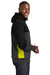 Sport-Tek ST245 Mens Moisture Wicking Full Zip Tech Fleece Hooded Jacket Black/Heather Graphite Grey/Citron Green Model Side