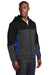 Sport-Tek ST245 Mens Moisture Wicking Full Zip Tech Fleece Hooded Jacket Black/Heather Graphite Grey/True Royal Blue Model 3q