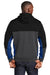 Sport-Tek ST245 Mens Moisture Wicking Full Zip Tech Fleece Hooded Jacket Black/Heather Graphite Grey/True Royal Blue Model Back