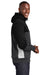 Sport-Tek ST245 Mens Moisture Wicking Full Zip Tech Fleece Hooded Jacket Black/Heather Graphite Grey/White Model Side