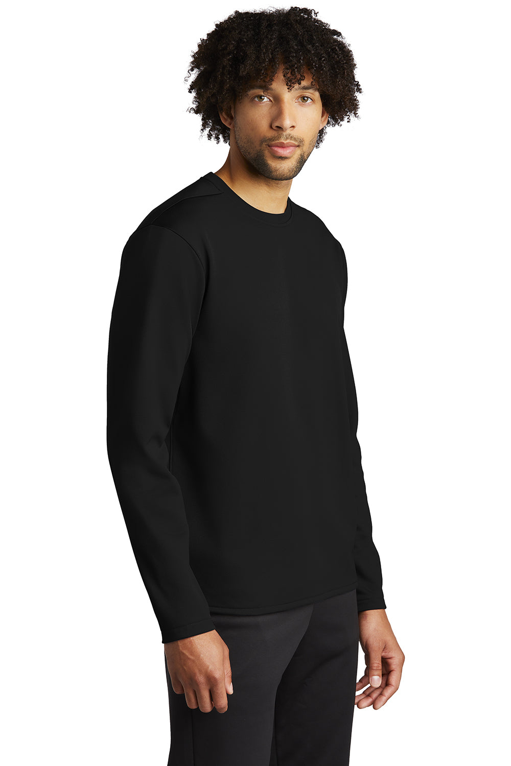 Sport-Tek ST248 Mens Moisture Wicking Fleece Crewneck Sweatshirt Black Model 3q