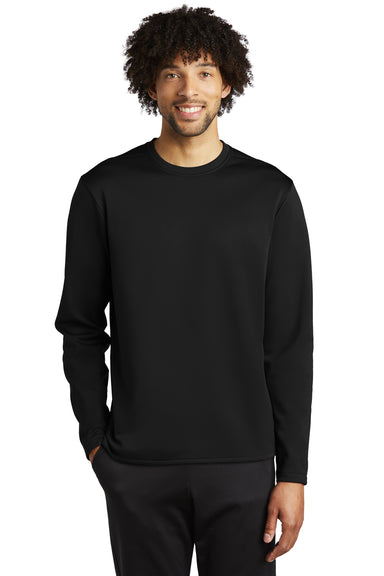 Sport-Tek ST248 Mens Moisture Wicking Fleece Crewneck Sweatshirt Black Model Front