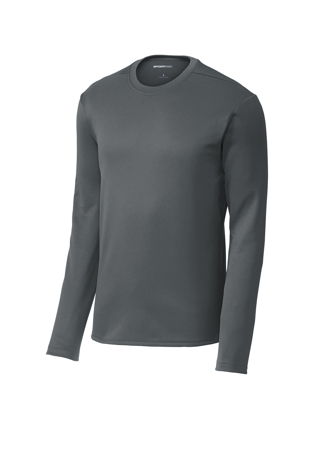 Sport-Tek ST248 Mens Moisture Wicking Fleece Crewneck Sweatshirt Dark Smoke Grey Flat Front