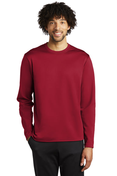 Sport-Tek ST248 Mens Moisture Wicking Fleece Crewneck Sweatshirt Deep Red Model Front