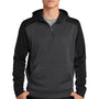 Sport-Tek Mens Tech Moisture Wicking Fleece 1/4 Zip Hooded Sweatshirt Hoodie - Heather Graphite Grey/Black