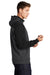 Sport-Tek ST249 Mens Tech Moisture Wicking Fleece 1/4 Zip Hooded Sweatshirt Hoodie Heather Graphite Grey/Black Model Side