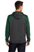 Sport-Tek ST249 Mens Tech Moisture Wicking Fleece 1/4 Zip Hooded Sweatshirt Hoodie Heather Graphite Grey/Forest Green Model Back