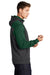 Sport-Tek ST249 Mens Tech Moisture Wicking Fleece 1/4 Zip Hooded Sweatshirt Hoodie Heather Graphite Grey/Forest Green Model Side