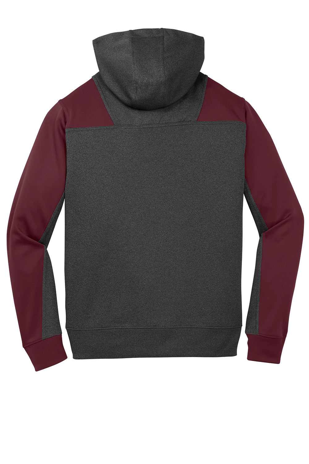 Sport-Tek ST249 Mens Tech Moisture Wicking Fleece 1/4 Zip Hooded Sweatshirt Hoodie Heather Graphite Grey/Maroon Flat Back