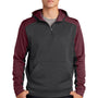 Sport-Tek Mens Tech Moisture Wicking Fleece 1/4 Zip Hooded Sweatshirt Hoodie - Heather Graphite Grey/Maroon