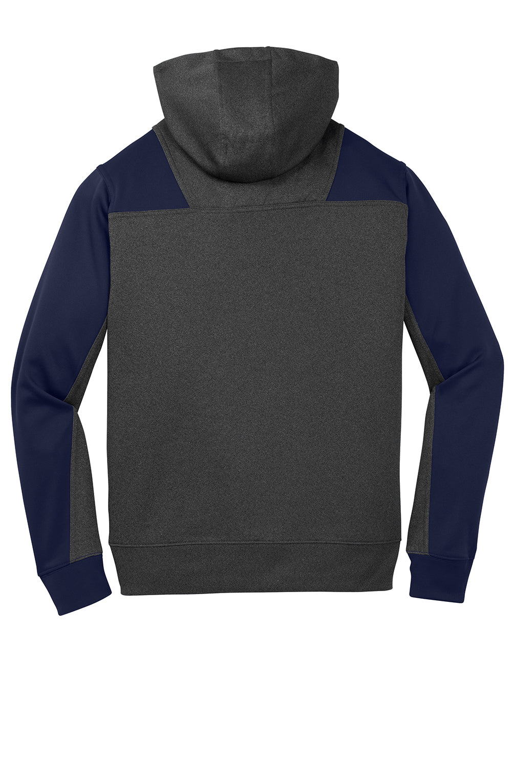 Sport-Tek ST249 Mens Tech Moisture Wicking Fleece 1/4 Zip Hooded Sweatshirt Hoodie Heather Graphite Grey/True Navy Blue Flat Back