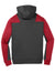 Sport-Tek ST249 Mens Tech Moisture Wicking Fleece 1/4 Zip Hooded Sweatshirt Hoodie Heather Graphite Grey/True Red Flat Back