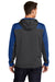 Sport-Tek ST249 Mens Tech Moisture Wicking Fleece 1/4 Zip Hooded Sweatshirt Hoodie Heather Graphite Grey/True Royal Blue Model Back