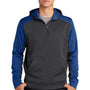 Sport-Tek Mens Tech Moisture Wicking Fleece 1/4 Zip Hooded Sweatshirt Hoodie - Heather Graphite Grey/True Royal Blue